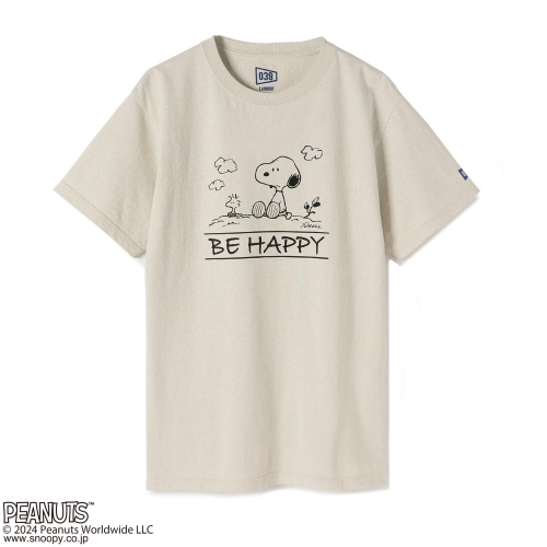 039】PEANUTSコラボ DENIM MIX 90's BE HAPPY Tシャツ｜ランドリーTシャツ公式通販