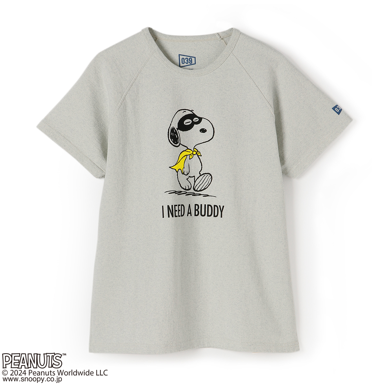 039】PEANUTSコラボ DENIM MIX I need a buddy Tシャツ